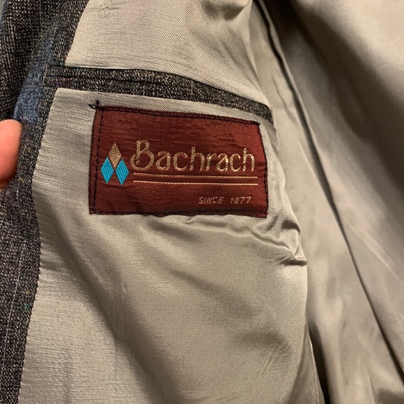 Vtg Bachrach Men’s 42R Blazer Sport Coat Charcoal Gray Windowpane - MAN IN WOOL - Picture 7 of 9